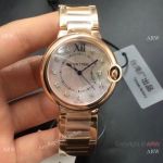 Swiss Quartz | TWF Cartier Men's 36mm Ballon Bleu Pink MOP & Rose Gold Case